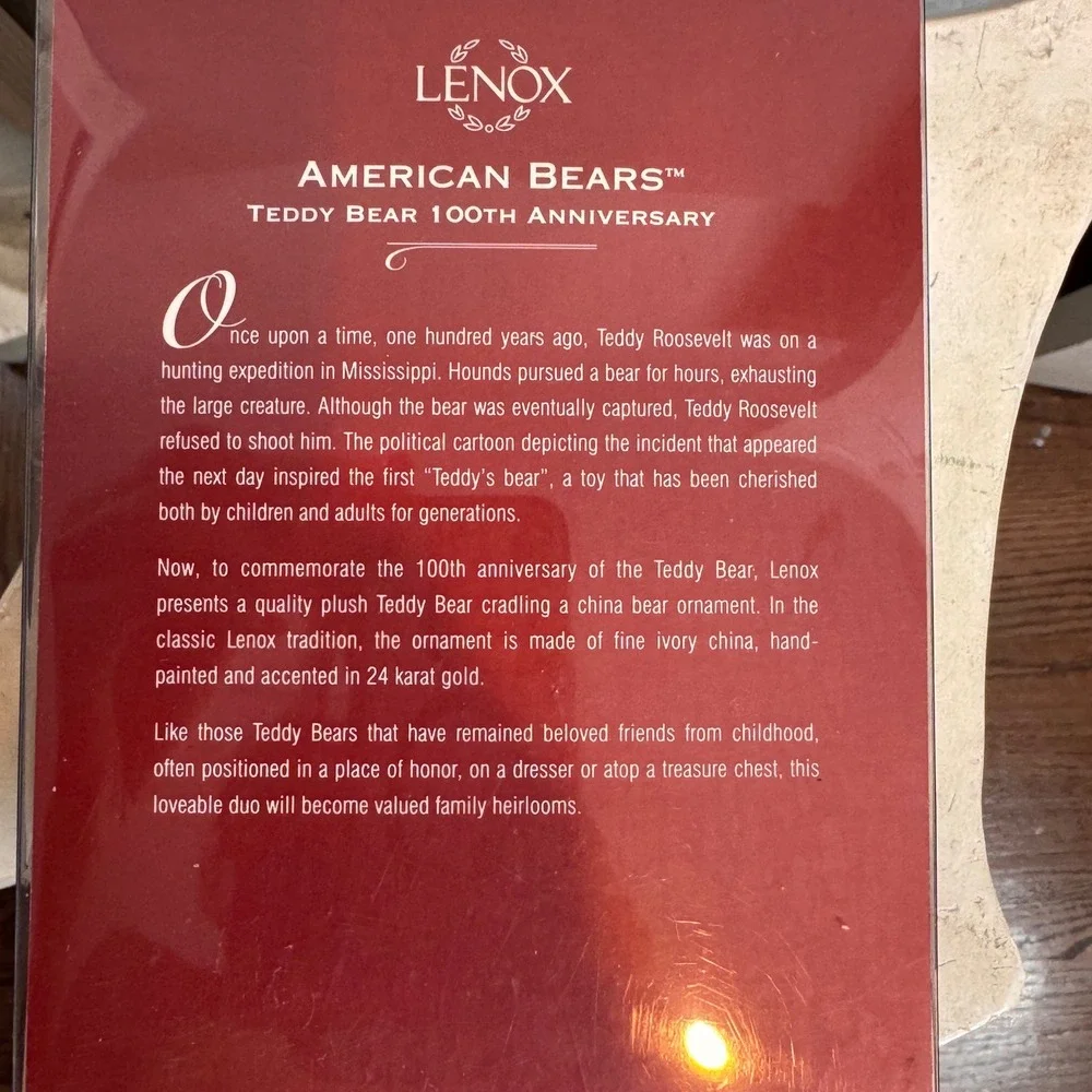 Lenox American Bears 100th Anniversary Holiday Teddy Bear Porcelain Ornament NIB